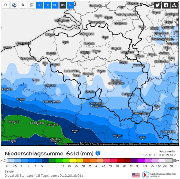 GFS neerslag zondag 2312 13u