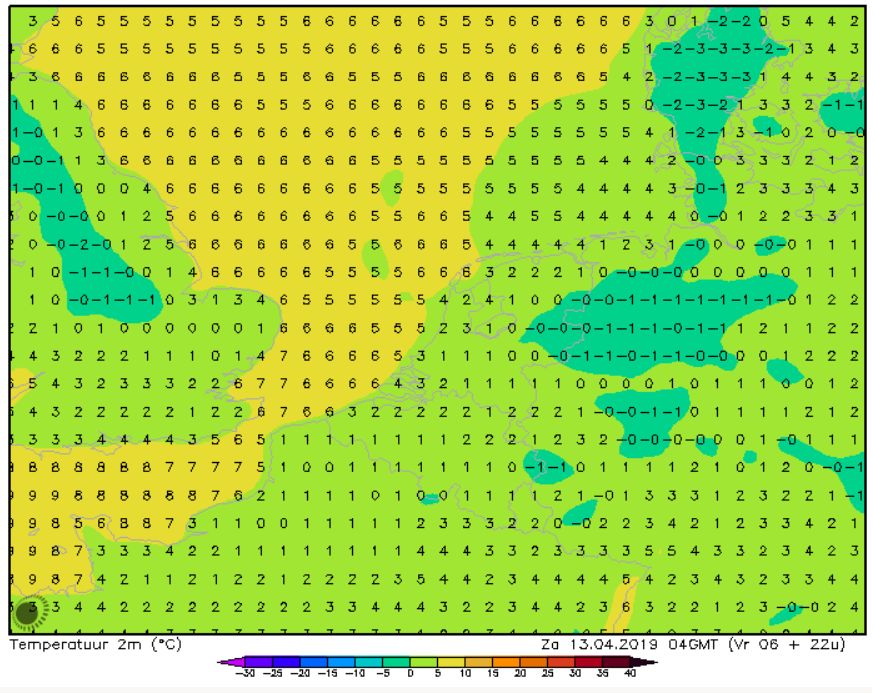 Temperaturen om 6 uur 1204