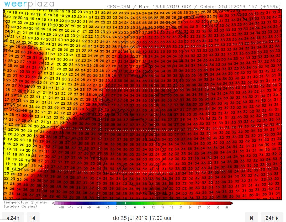 Maxima volgens GFS 19072019